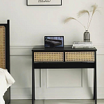 Дизайнерский письменный стол матово-чёрного цвета с 2-мя плетеными ящиками Glade Desk варинант исполнения - 2 | Loft Concept в Краснодаре