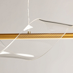 Люстра линейная золотистого цвета с двумя прозрачными волнистыми элементами Wave Line варинант исполнения - 9 | Loft Concept в Краснодаре