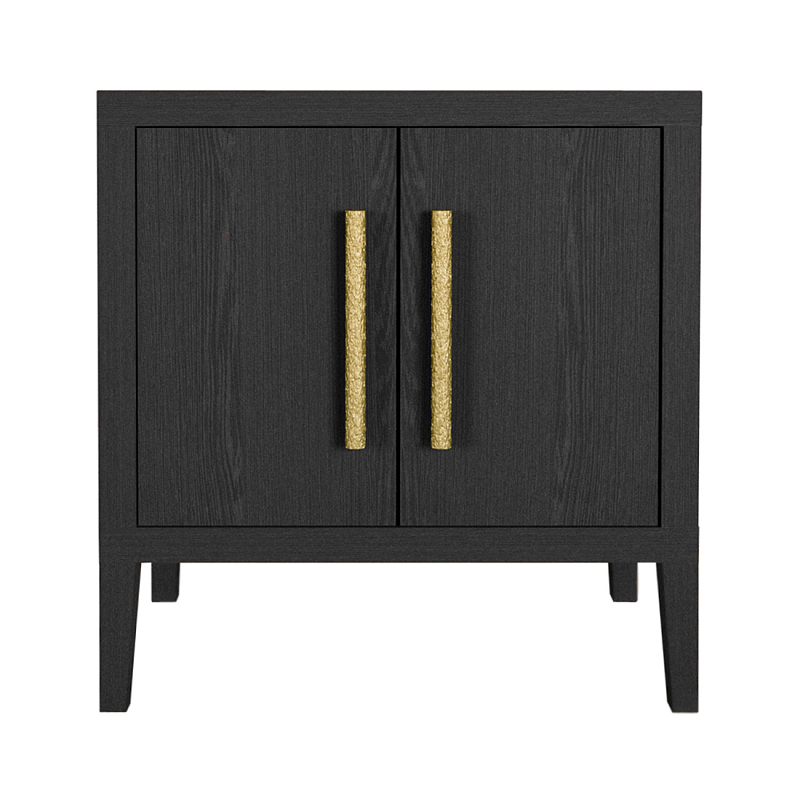 Тумбочка Primo с дверцами шпон Черный дуб Черный Золотой в Краснодаре | Loft Concept 