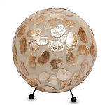 Настольная лампа из перламутра на металлическом каркасе Indonesian Circle варинант исполнения - 3 | Loft Concept в Краснодаре