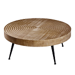 Журнальный столик с круглой фактурной столешницей из натурального дерева Vortex варинант исполнения - 1 | Loft Concept в Краснодаре
