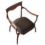 Стул деревянный с мягким сиденьем из коричневой натуральной кожи Moon Walnut Furniture варинант исполнения - 13 | Loft Concept в Краснодаре