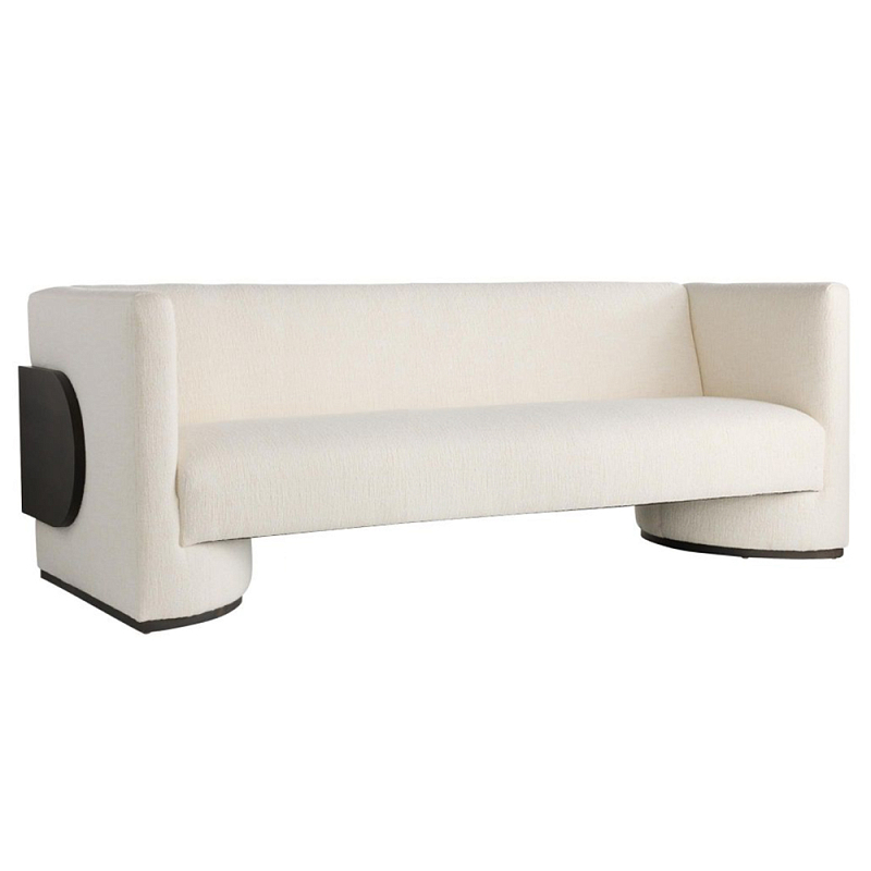 Трехместный диван Florida Sofa  с элегантным деревянным декором  Белый Черный в Краснодаре | Loft Concept 