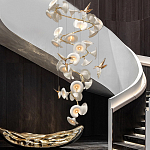 Люстра каскадная из белых цветов каллы и птичек Refined Taste of Light варинант исполнения - 2 | Loft Concept в Краснодаре