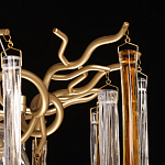 Люстра подвесная золотого цвета с разветвленными ветвями и прозрачными стеклянными подвесками Droplet Chandelier варинант исполнения - 8 | Loft Concept в Краснодаре