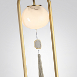 Торшер с шарообразным плафоном из белого стекла с подвеской из камня и длинной кисточкой Agatelle варинант исполнения - 4 | Loft Concept в Краснодаре