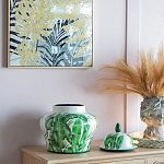 Ваза с зелёными листьями и крышкой Vase Green Leaves варинант исполнения - 4 | Loft Concept в Краснодаре