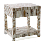 Тумбочка прикроватная Vancouver Bone Inlay Bedside Beige варинант исполнения - 1 | Loft Concept в Краснодаре