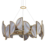 Люстра круглая с полукруглыми плафонами из искусственного алебастра в бронзовой оправе Marbella варинант исполнения - 1 | Loft Concept в Краснодаре