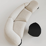 Диван Cannes трехместный с обивкой букле молочного цвета варинант исполнения - 1 | Loft Concept в Краснодаре