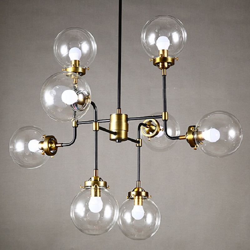 Люстра Бистро Globe Clear Glass Chandelier 8 Черный в Краснодаре | Loft Concept 