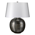 Настольная лампа с круглым фарфоровым основанием ручной работы с покрытием глазурью и белым абажуром из искусственного шелка Elstead Lighting варинант исполнения - 1 | Loft Concept в Краснодаре