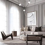 Подвесной светильник в форме дуги с белыми шарообразными плафонами Flos Wireline Lighting варинант исполнения - 4 | Loft Concept в Краснодаре