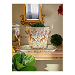 Кашпо с растительным и животным орнаментом на бронзовых ножках Turquoise Blooming Garden варинант исполнения - 5 | Loft Concept в Краснодаре