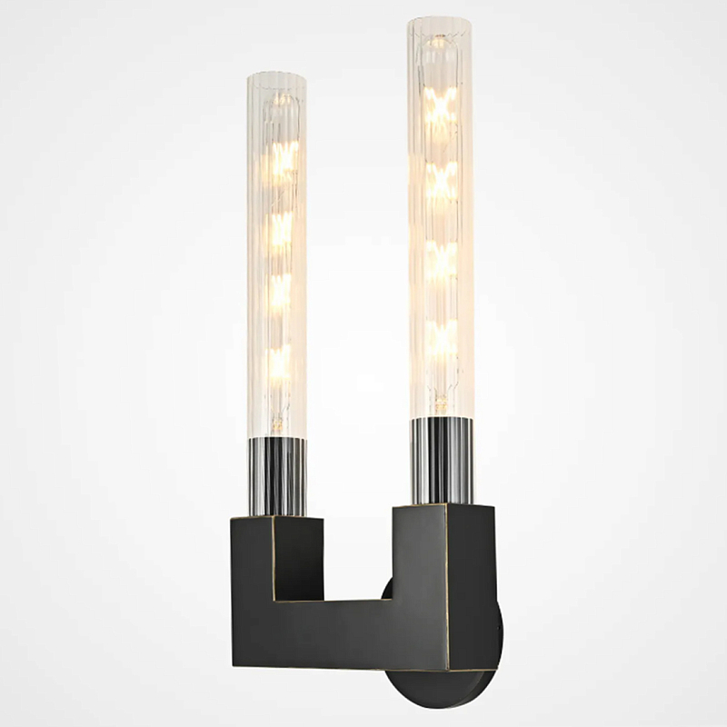 Бра CANNELLE wall lamp DOUBLE Sconces Black Черный Прозрачное Стекло в Краснодаре | Loft Concept 