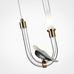 Подвесной светильник с декоративной фигуркой птицы на прозрачной изогнутой трубке Ganthea варинант исполнения - 5 | Loft Concept в Краснодаре