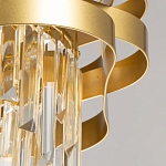Люстра цвета матового золота с металлическими лентами и длинными прозрачными подвесками Gilded Waves варинант исполнения - 9 | Loft Concept в Краснодаре