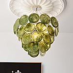 Люстра из зеленых стеклянных дисков с перламутровым эффектом Green Glowing Glaze варинант исполнения - 4 | Loft Concept в Краснодаре