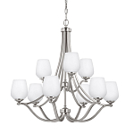 Люстра двухъярусная с белыми матовыми стеклянными плафонами в форме винных бокалов Feiss варинант исполнения - 1 | Loft Concept в Краснодаре