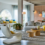 Кресло изогнутое с обивкой из ткани букле Smooth Bend Boucle Chair варинант исполнения - 8 | Loft Concept в Краснодаре