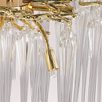 Люстра золотого цвета с декоративными ветками и длинными прозрачными стеклянными подвесами в форме сосулек Droplet Chandelier варинант исполнения - 9 | Loft Concept в Краснодаре