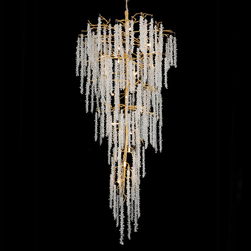 Люстра многоярусная с каркасом из металла и прозрачными подвесками FAIRYTREE Light Золотой Прозрачный Люстра многоярусная с каркасом из металла и прозрачными подвесками FAIRYTREE Light Золотой Прозрачный в Краснодаре | Loft Concept
