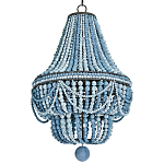 Люстра каплевидной формы украшенная круглыми бусинами синяя Blue Wooden Beads Chandelier варинант исполнения - 2 | Loft Concept в Краснодаре