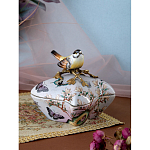 Шкатулка фиолетового цвета с рисунком бабочек и крышкой с фигуркой птицы на ветке Eden Garden варинант исполнения - 7 | Loft Concept в Краснодаре