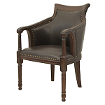 Кресло кожаное на 4-х деревянных ножках из массива березы Ethan Armchair brown варинант исполнения - 3 | Loft Concept в Краснодаре