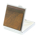 Таблетница карманная квадратная с 4-мя отделениями с зеркалом и накладкой из натурального камня Тигровый глаз Silver Stone Pillboxes варинант исполнения - 2 | Loft Concept в Краснодаре