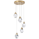 Каскадная люстра с 5-ю хрустальными плафонами Esme Crystal Brass Chandelier варинант исполнения - 1 | Loft Concept в Краснодаре