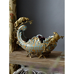 Чаша голубого цвета с оранментом и и бронзовыми фигурами леопардов Eden Garden варинант исполнения - 6 | Loft Concept в Краснодаре