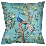 Подушка декоративная с изображением птицы в саду Chinoiserie Bird in the Garden Cushion варинант исполнения - 1 | Loft Concept в Краснодаре