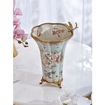 Ваза голубого цвета из фарфора с цветочным рисунком и бронзовой стрекозой Blue Garden варинант исполнения - 7 | Loft Concept в Краснодаре