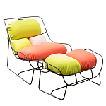 Дизайнерское разноцветное кресло на металлическом каркасе с подставкой для ног Poltronova Plasma Armchair варинант исполнения - 2 | Loft Concept в Краснодаре