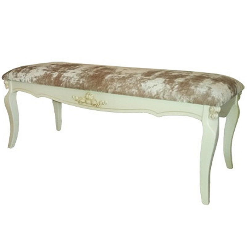 Банкетка велюр в стиле прованс Blaise French Seating Banquette Бежевый Коричневый в Краснодаре | Loft Concept 