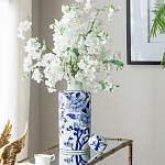 Ваза цилиндрической формы с крышкой и синим цветочным узором на белом фоне Blue & White Ornament варинант исполнения - 5 | Loft Concept в Краснодаре