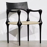 Стул дизайнерский с плетеным сидением Kronos Dining Chair Black варинант исполнения - 1 | Loft Concept в Краснодаре