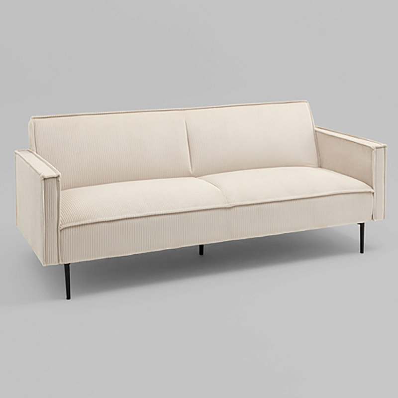 Диван современный вельветовый прямой Worcester Молочный Молочный Черный в Краснодаре | Loft Concept 