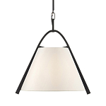 Подвесной светильник в форме конуса с белым тканевым абажуром и чёрным каркасом Stylish Solution варинант исполнения - 1 | Loft Concept в Краснодаре