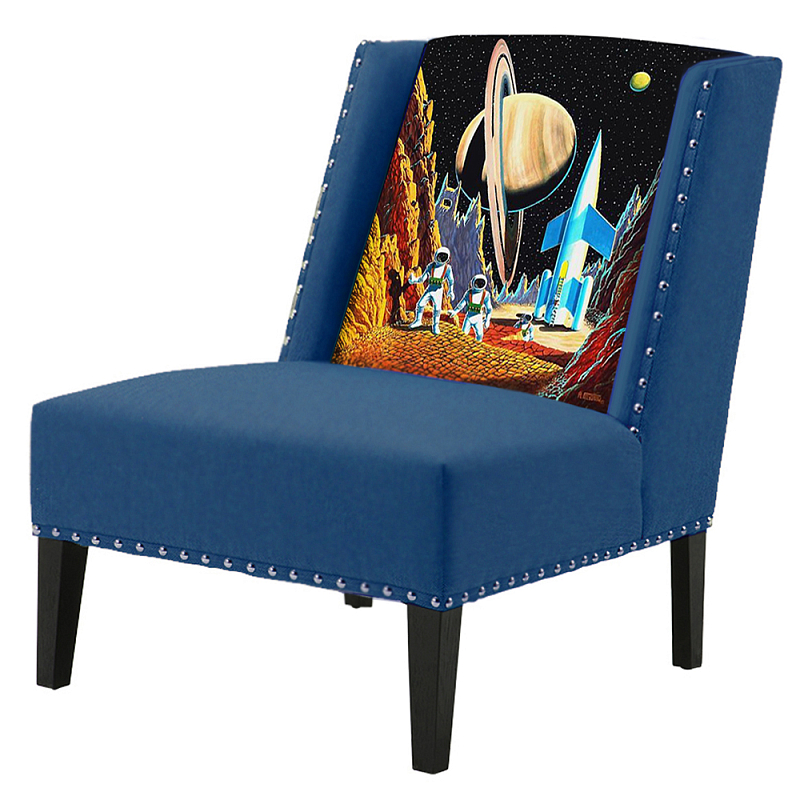 FUN Armchair Retro Futurism Dark blue Дизайнерское кресло с цветным принтом Сапфирово-синий в Краснодаре | Loft Concept 